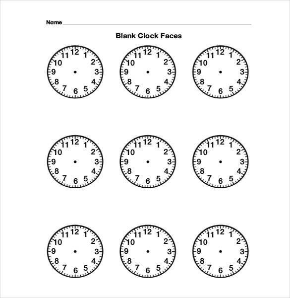 blank empty clock face template