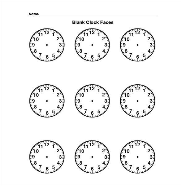 blank empty clock face template