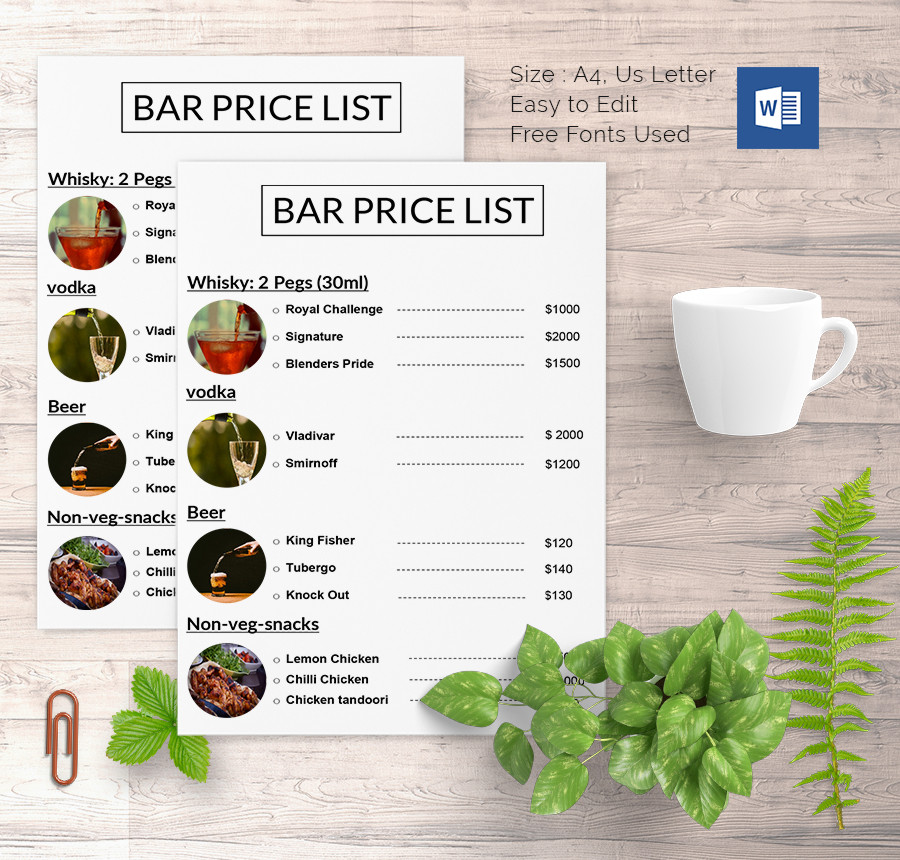 40 Price List Templates DOC PDF Excel PSD