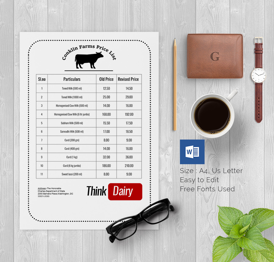 40+ Price List Templates DOC, PDF, Excel, PSD