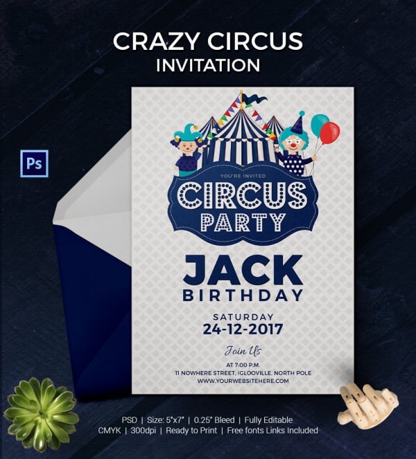 crazy circus invitation