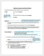 Confidentiality Settlement Agreement and Deed of Release