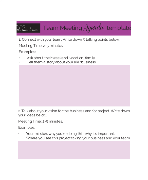 business team meeting agenda template