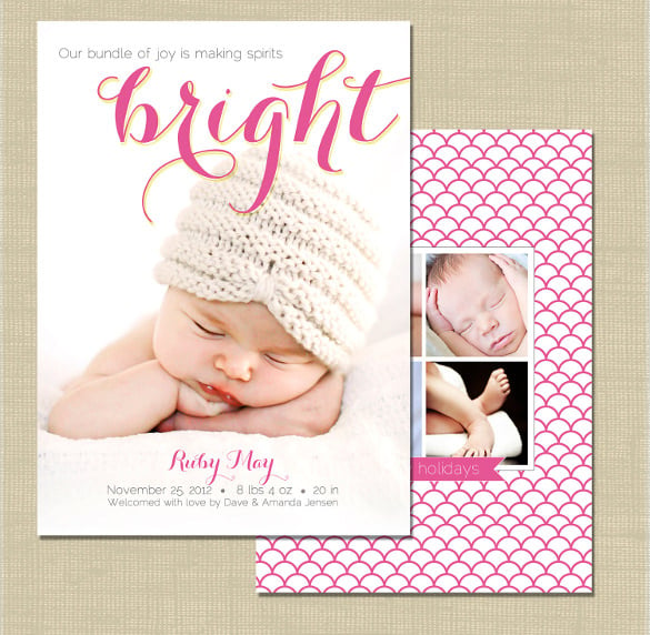 holiday birth announcement photoshop card template