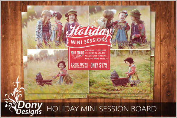 holiday mini session template photography marketing board photoshop template
