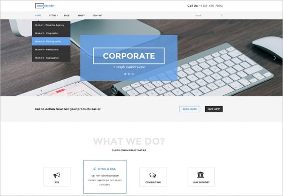 latest bootstrap psd template for corporate business