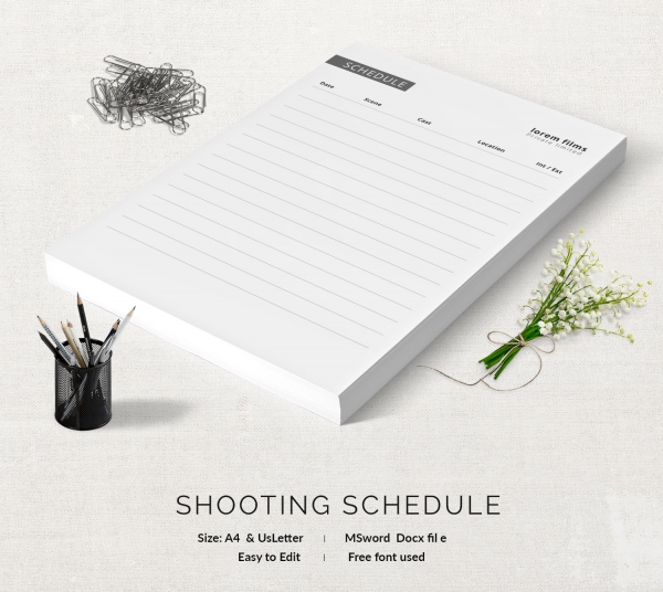 Editable Shooting Schedule Template