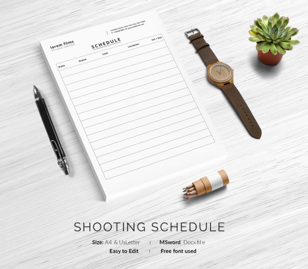 Customize Shooting Schedule Template