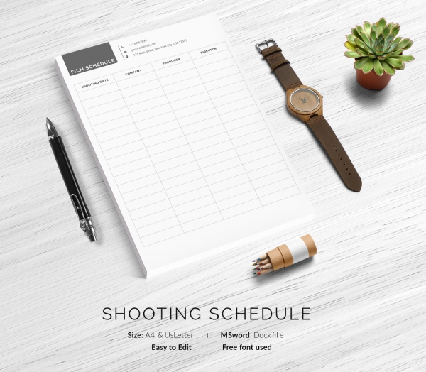 Shooting Schedule Template