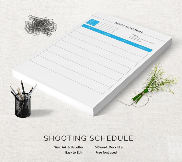 Easy Editable Shooting Schedule Template