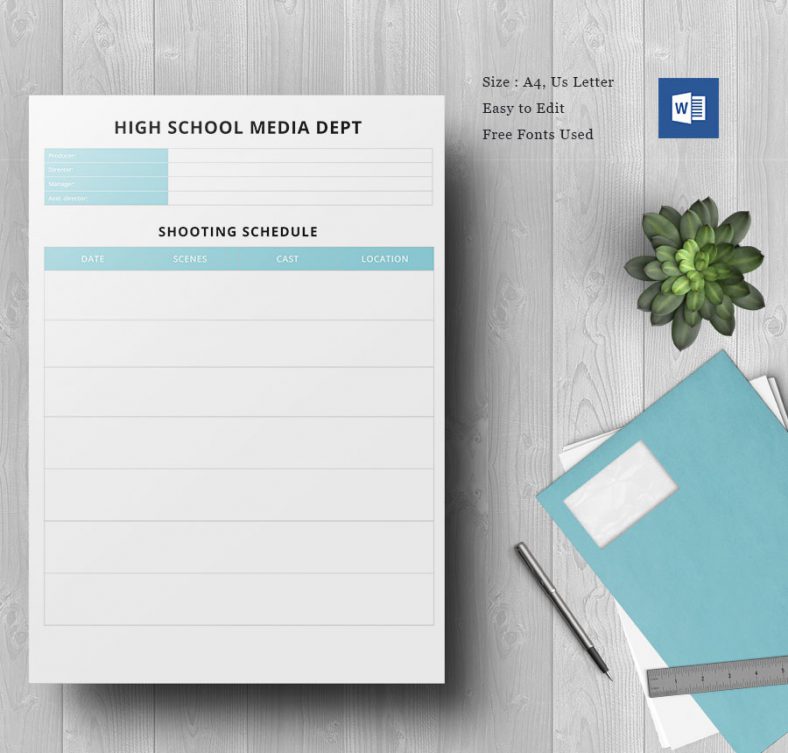 Film School Shooting Schedule Template