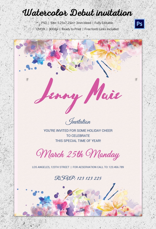 Debut Invitation Template 26 Free Word PDF PSD Format Download 