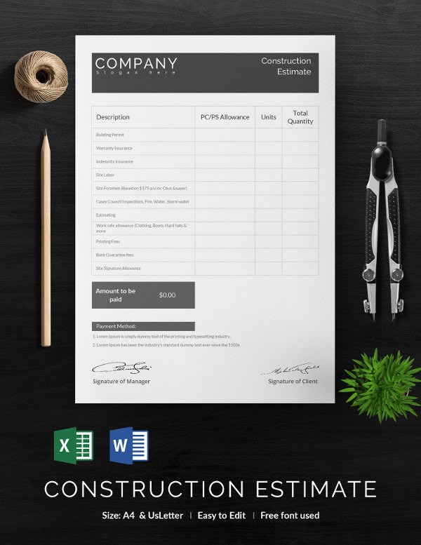 26+ Blank Estimate Templates PDF, DOC, Excel, ODT