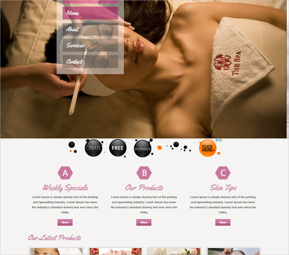 skin care beauty website template