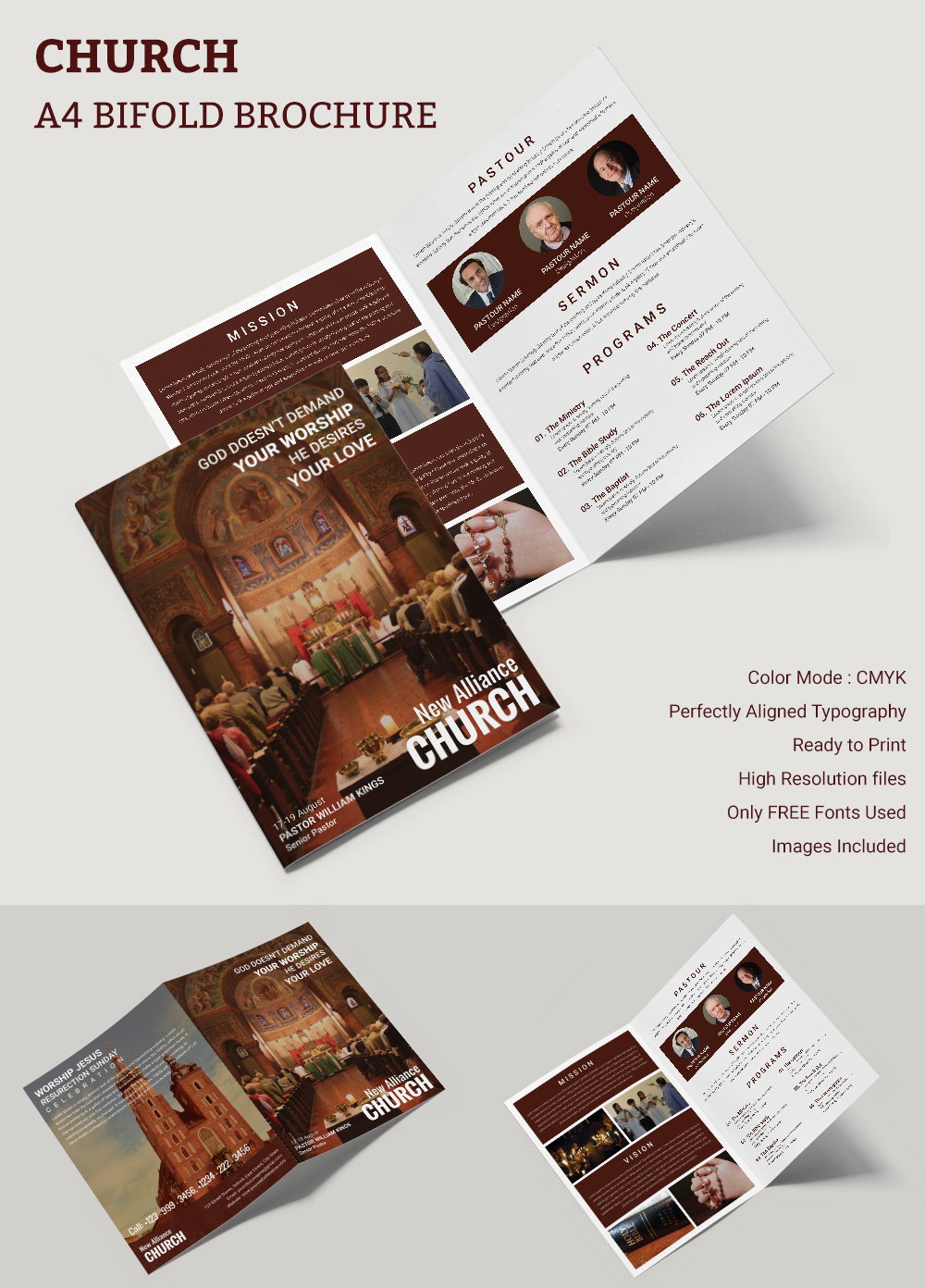 Free Church Brochure Template Downloads Templates Printable