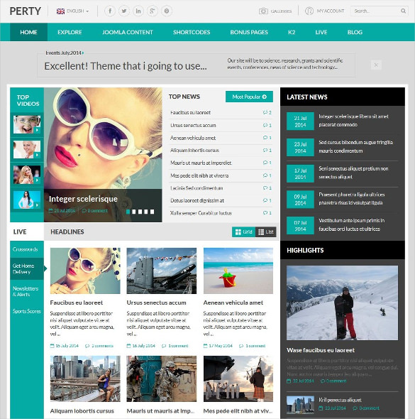 gridview and listview supported joomla news theme