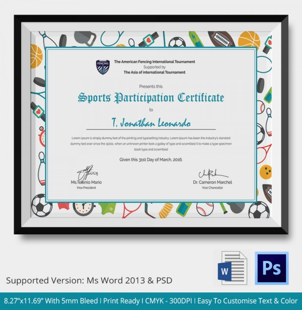 Participation Certificate Template 14 Free Word Pdf Psd Format