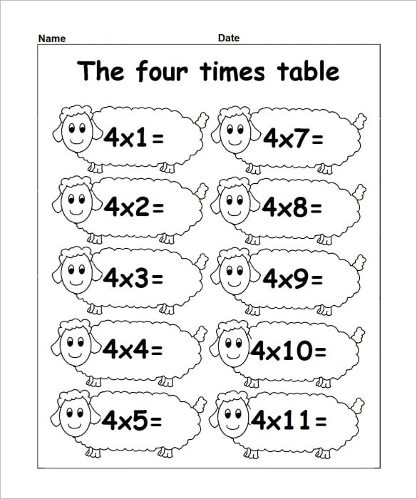 times table worksheet