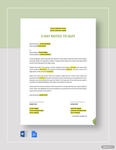 day notice to quit template