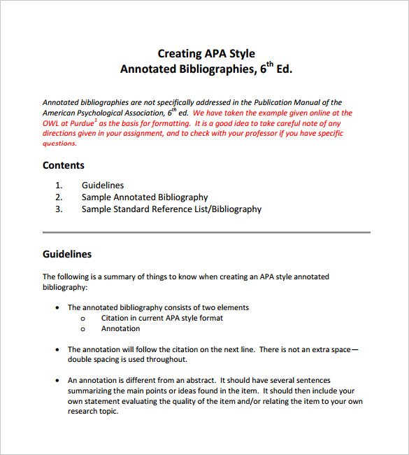 Annotated bibliography apa 6th edition generator