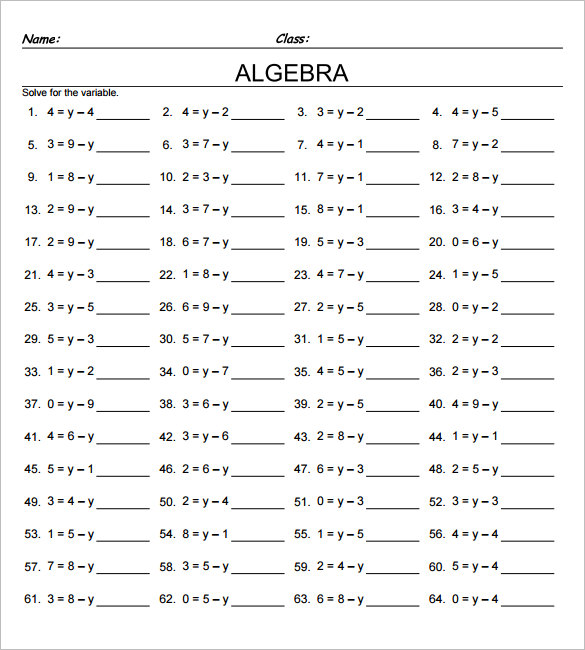 13 7th Grade Algebra Worksheet Templates Free Word Pdf Documents Basic Algebra Worksheets