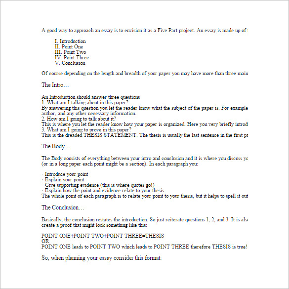 a basic essay format template example