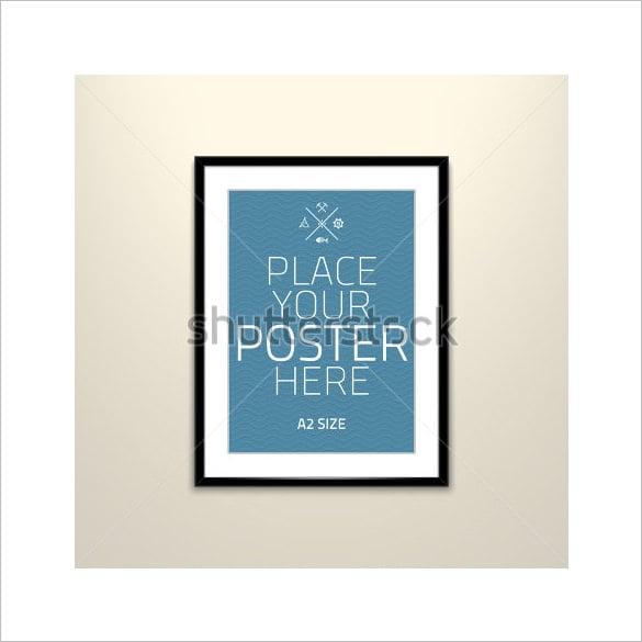 a2 size vector template of frame psd mockup with poster
