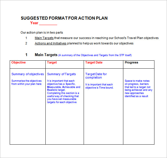 action plan format in microsoft doc