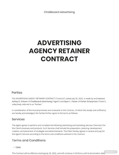ad agency retainer contract template