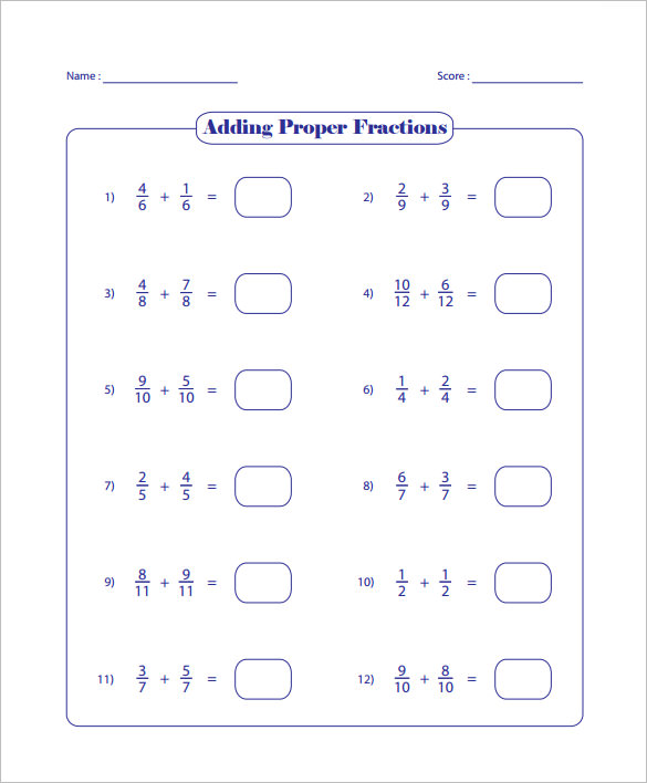 15+ Adding And Subtracting Fractions Worksheets – Free PDF Documents ...