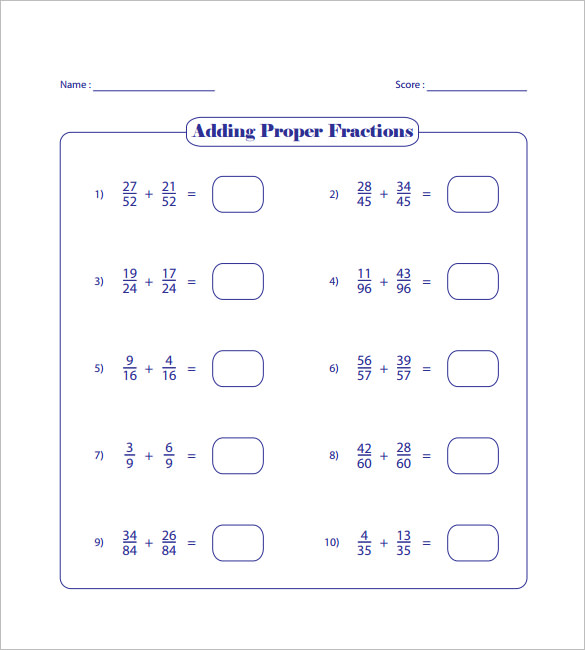 15+ Adding And Subtracting Fractions Worksheets – Free PDF Documents Download