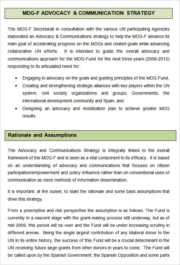 advocacy communications strategy template