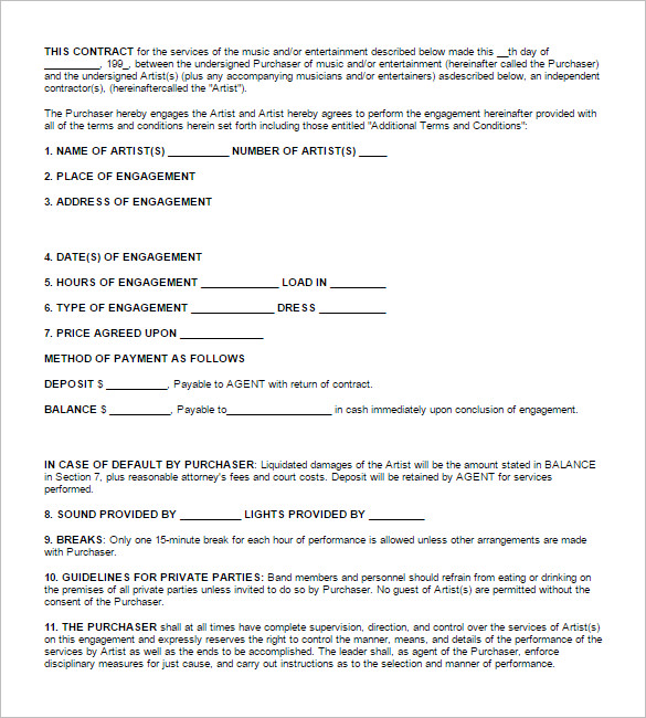 9+ Booking Agent Contract Templates - Free Word, PDF Documents Download