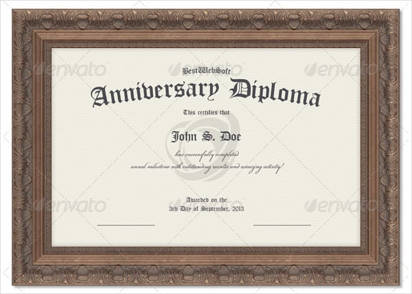 anniversary diploma certificate template