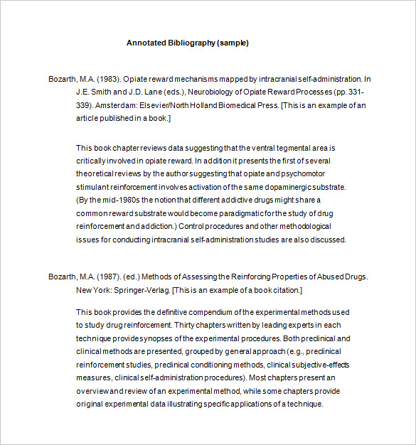 Format for annotated bibliography