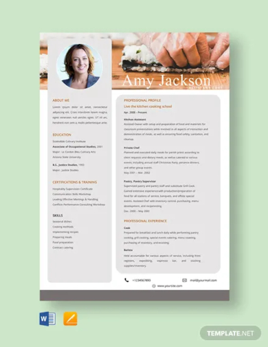 18+ Chef Resume Templates - Word, PDF, Google Docs