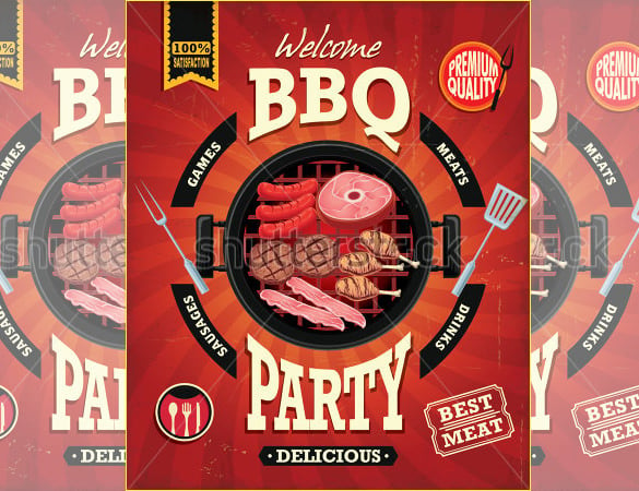 bbq party menu poster design