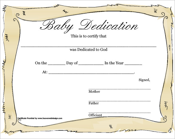 Baby Dedication Certificate Template 21 Free Word PDF Documents 