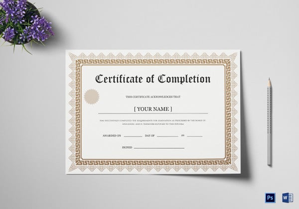 bachelor degree completion certificate word template