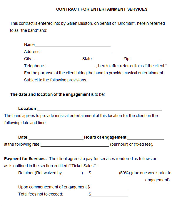 Band Contract Template 5 Free Word Pdf Documents Download Free Premium Templates Musician Contract Template Free