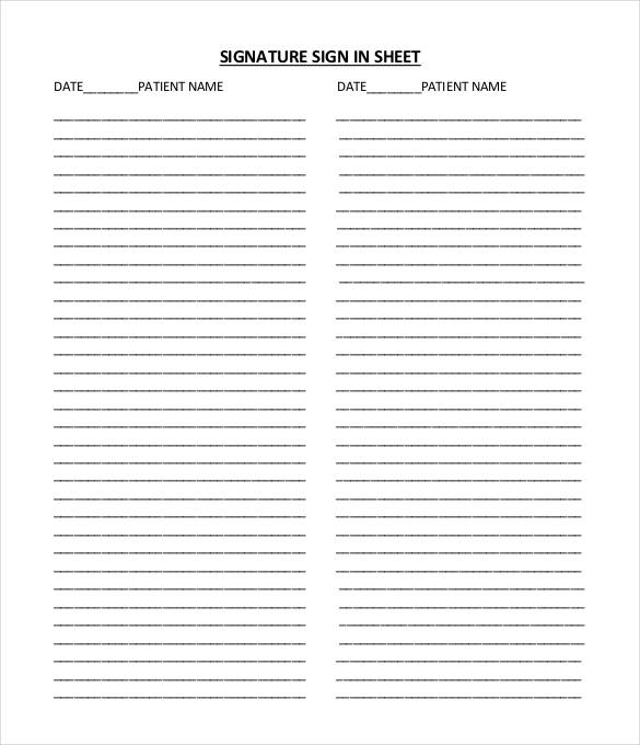 basic signature sign in sheet template
