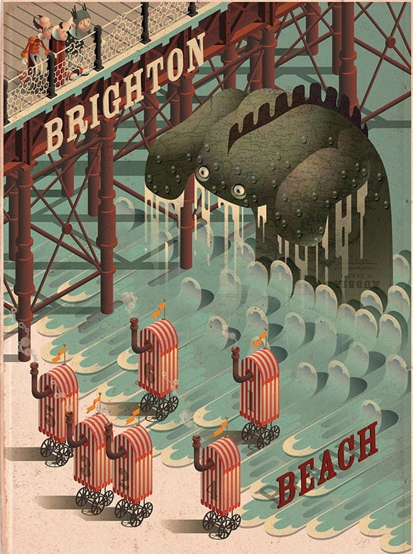 beach monster illustration for the city of brighton