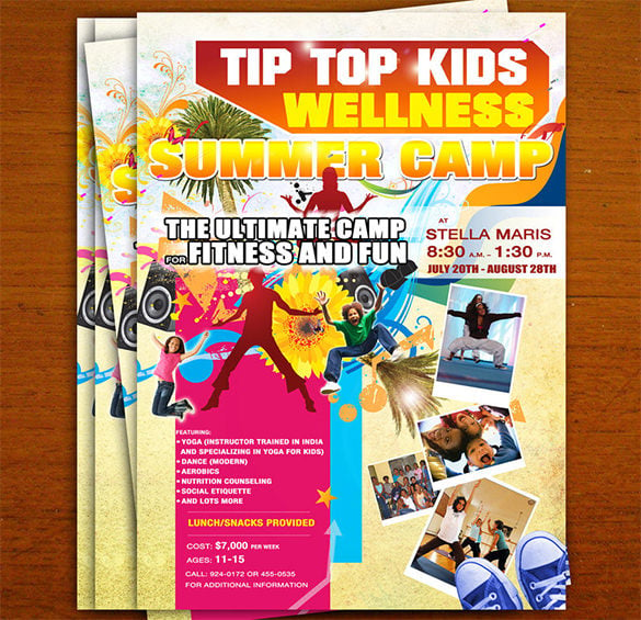 best wooden background summer camp flyer template