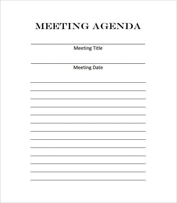 blank meeting agenda form template download