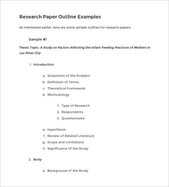 Research outline paper example