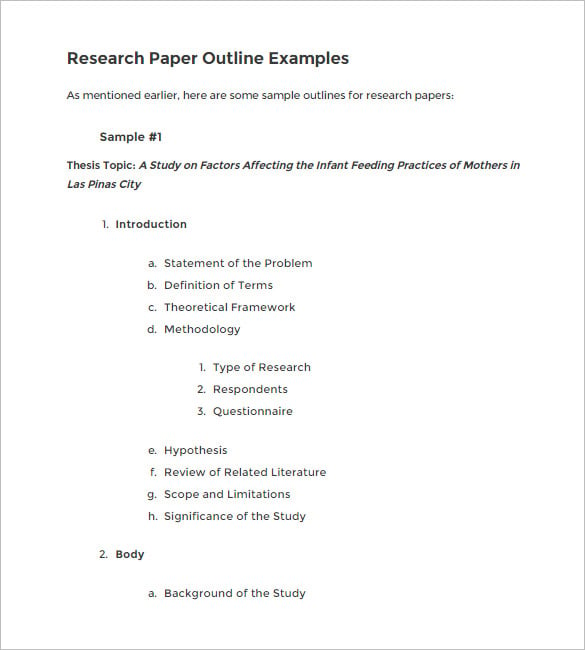 college research paper outline template