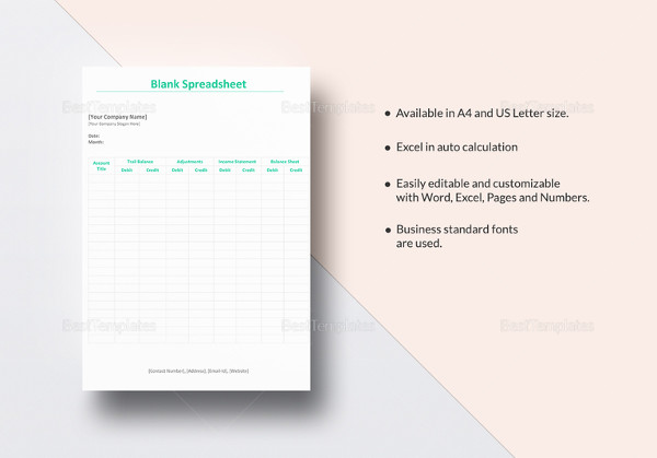blank spreadsheet template