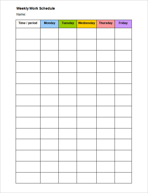 monthly work schedule template free word templates