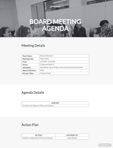 board meeting agenda template