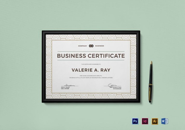 business certificate illustrator template